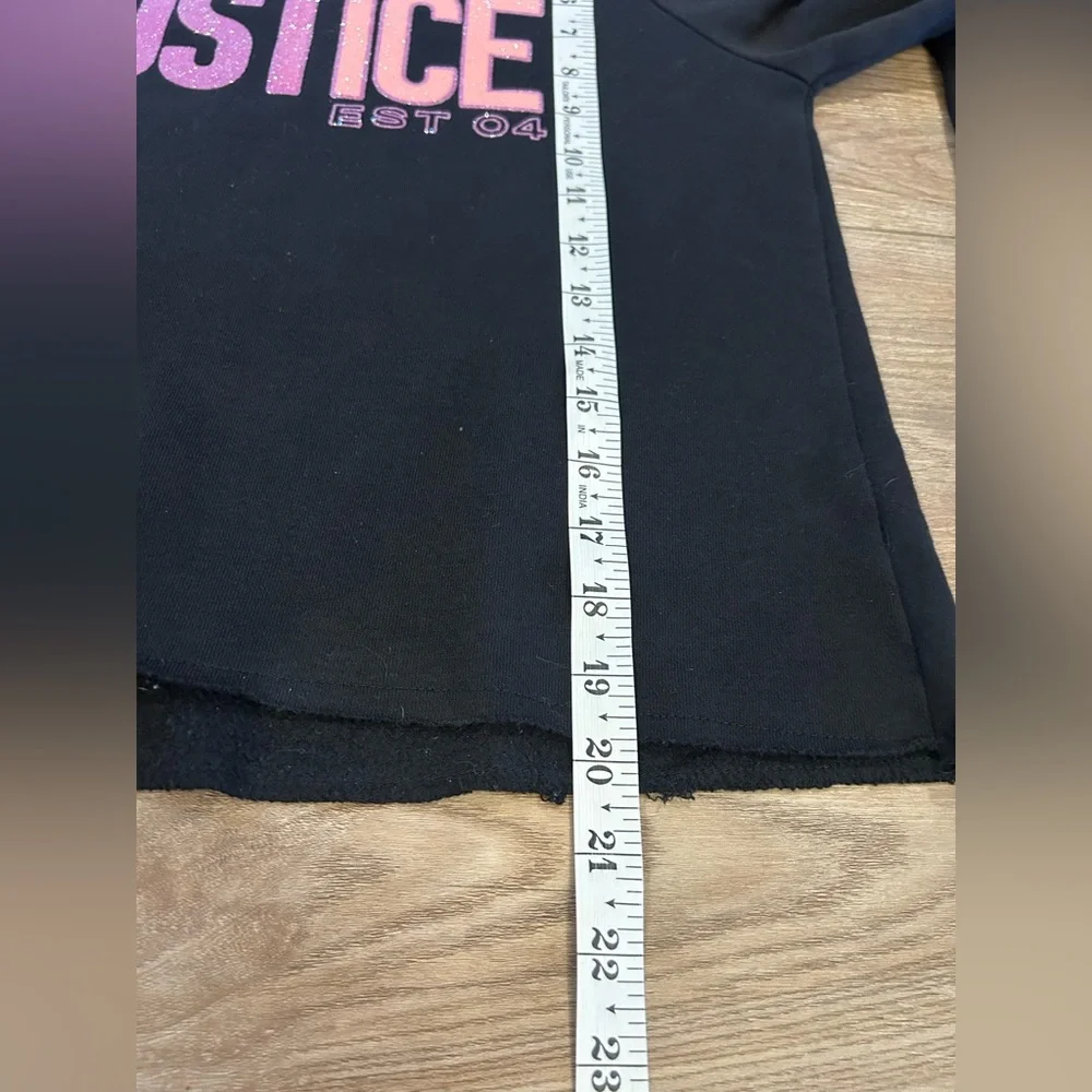 Justice Pink Glitter Logo Sweatshirt Girls L 12/14 Black